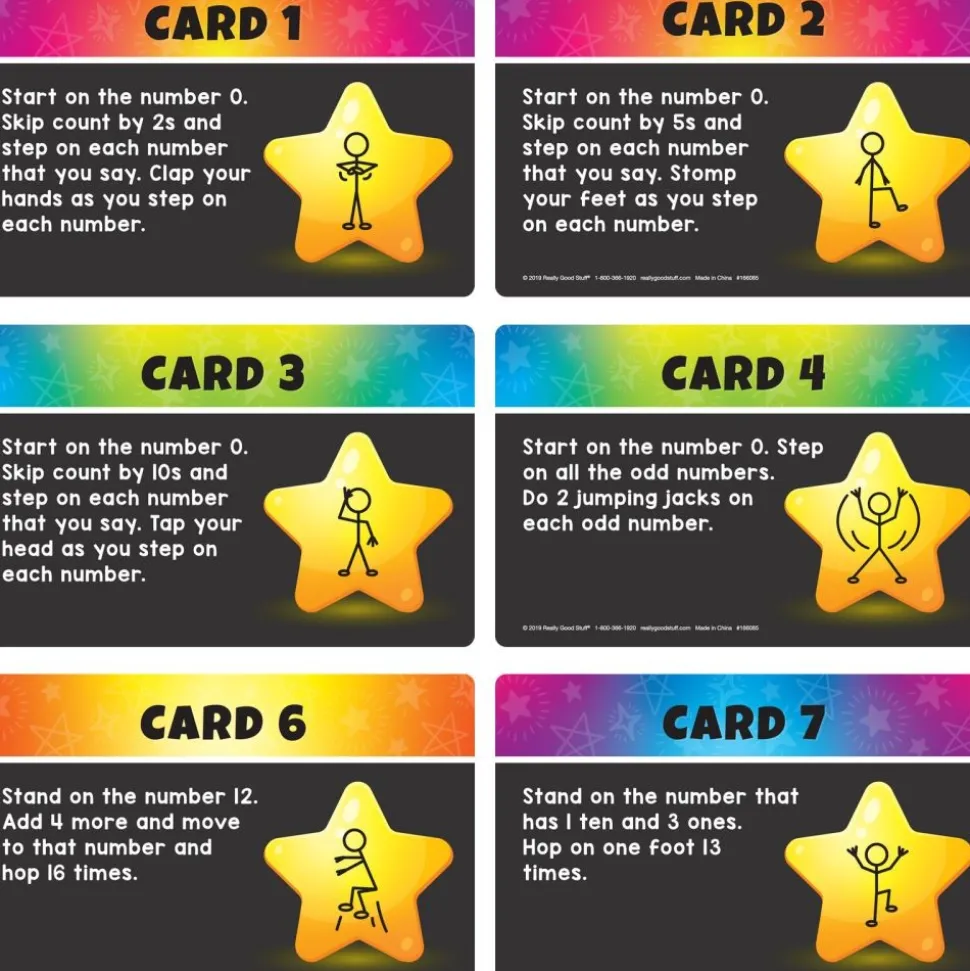 Carpet Mark-Its Move And Groove! Numbers Through 25 Task Cards Kit - 26 carpet spots, 20 task cards