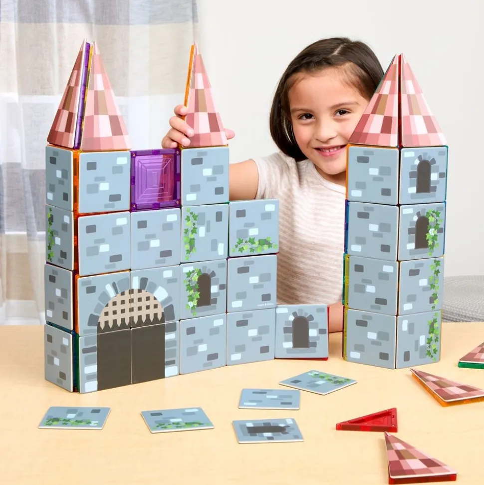 Castle Tile Toppers & Magnetic Tiles Kit - 140pcs