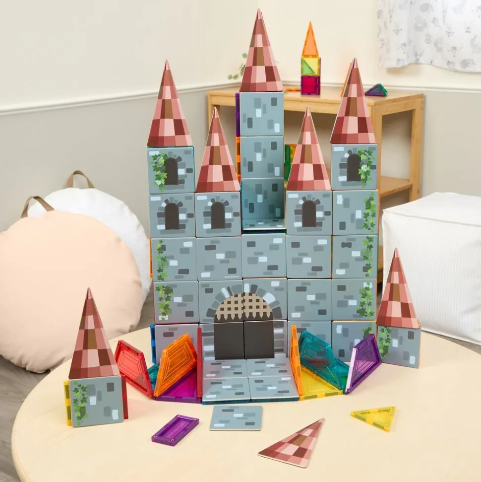 Castle Tile Toppers & Magnetic Tiles Kit - 140pcs