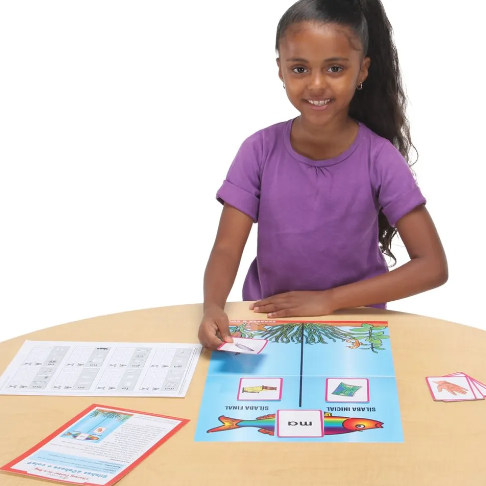 Centro de aprendizaje™: Grades K-1 Sílabas ¿Cabeza O Cola? (Spanish Syllables Head Or Tail?) - 1 literacy center