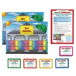 Centro de Aprendizaje: Idea Principal y Detalles Complementarios: Grades 4-5 Clasifica y Escribe, Nivel 2 (Spanish Main Idea and Supporting Details Sort and Write Level 2 Literacy Center)