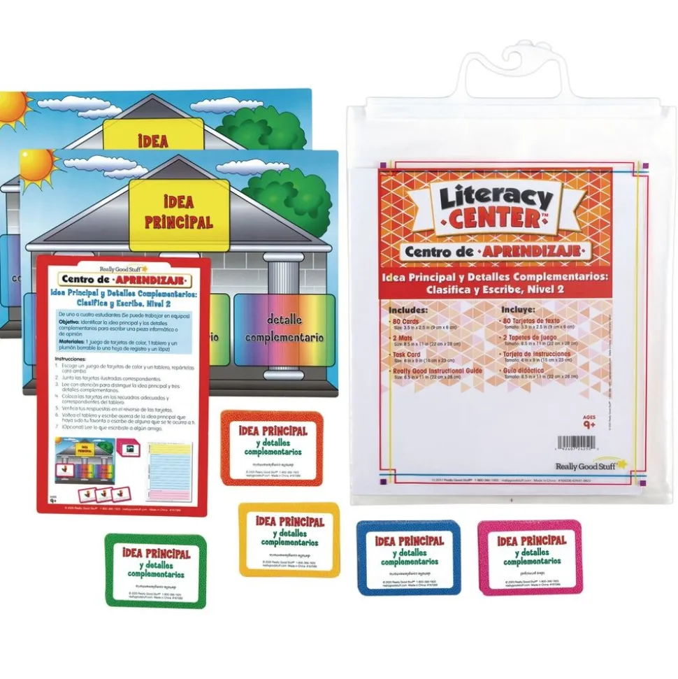 Centro de Aprendizaje: Idea Principal y Detalles Complementarios: Grades 4-5 Clasifica y Escribe, Nivel 2 (Spanish Main Idea and Supporting Details Sort and Write Level 2 Literacy Center)