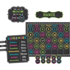 Chalkboard Brights Calendar Bulletin Board Display - 84-piece set