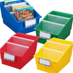 Chapter Book Library Bins™ With Dividers - Primary - 4 bins with dividers