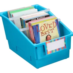 Chapter Book Library Bins™ With Dividers - Neon - 4 bins with dividers