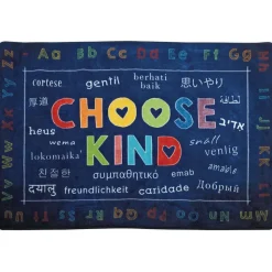 Choose Kind Blue 6' x 9' Rectangle Pixel Perfect Carpet