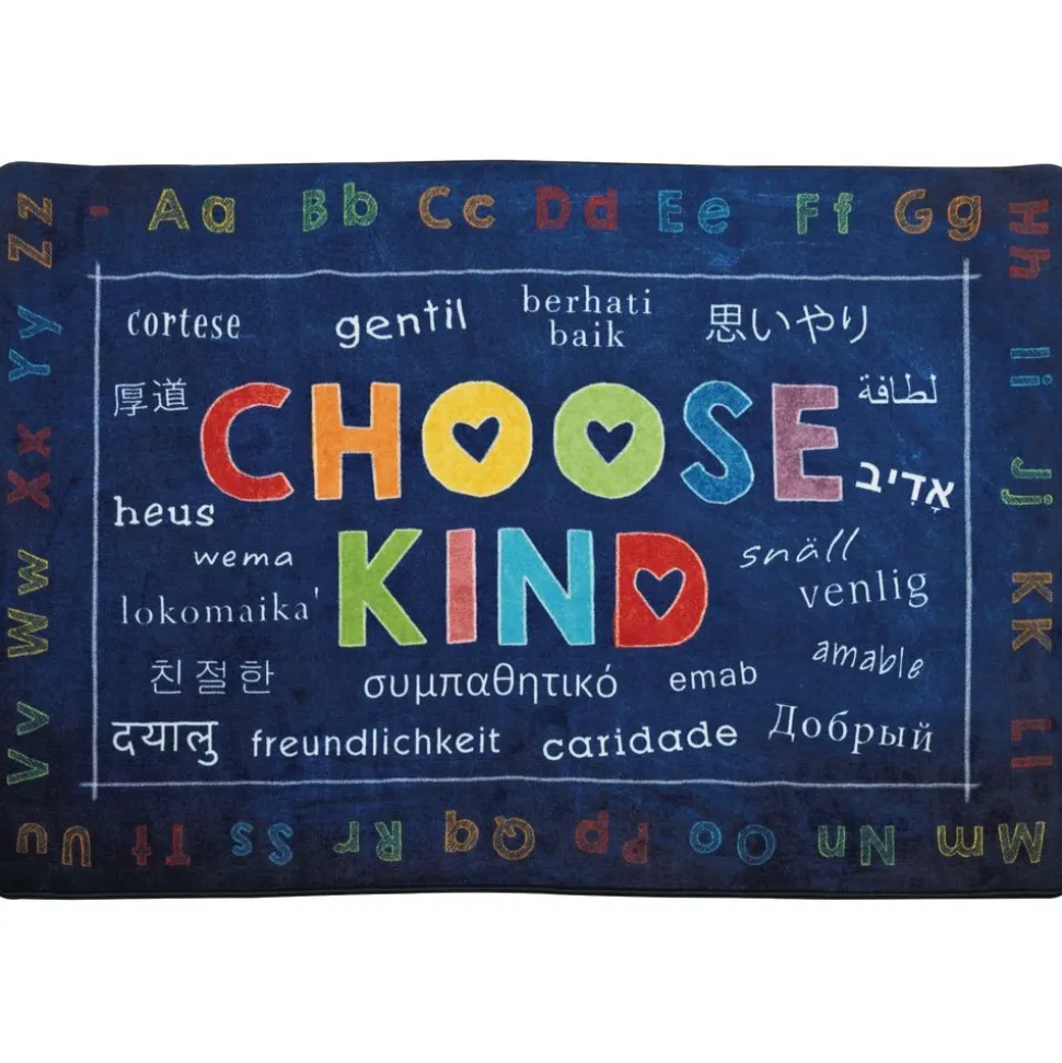 Choose Kind Blue 6' x 9' Rectangle Pixel Perfect Carpet
