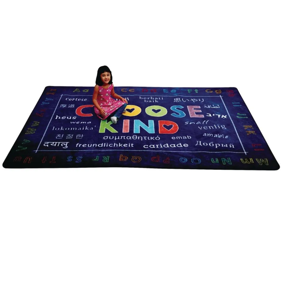 Choose Kind Blue 6' x 9' Rectangle Pixel Perfect Carpet