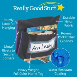 Classic Student Book Collection Chair Pockets - 36 Pack - Black/ Purple