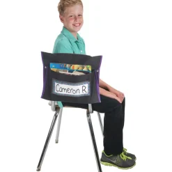 Classic Student Book Collection Chair Pockets - 6 Pack - Black/ Purple