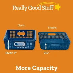 Classroom Paper Baskets with White Handles, Set of 4 - Neon