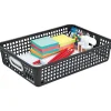 Classroom Paper Baskets with White Handles, Set of 4 - Neutral