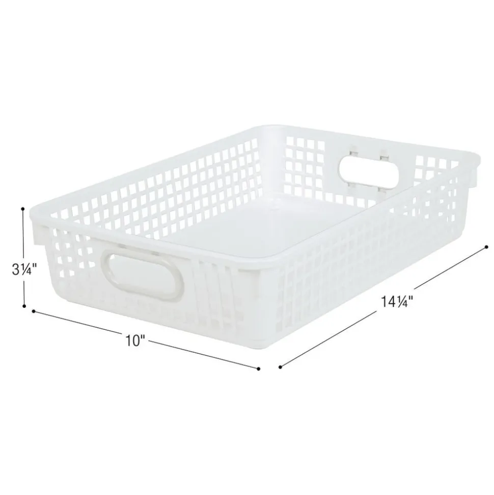 Classroom Paper Baskets with White Handles, Set of 6 - Neon Pop