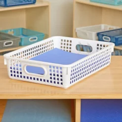 Classroom Paper Baskets with White Handles, Set of 6 - Neon Pop