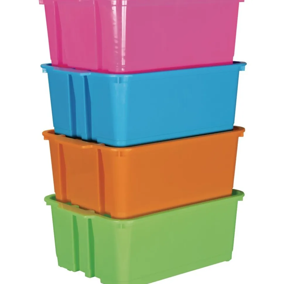Classroom Stacking Bins, Set of 4 - Neon