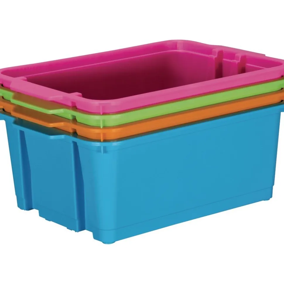 Classroom Stacking Bins, Set of 4 - Neon