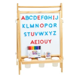 Colorations® All in One Wooden Adjustable Easel with Markers & Bonus Chalk