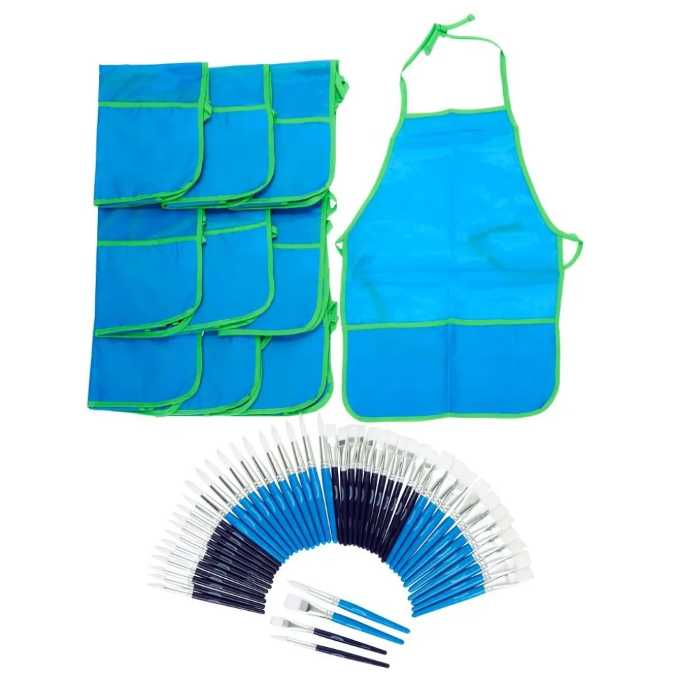 Colorations® Assorted Paintbrush Classpack & Waterproof Apron Set