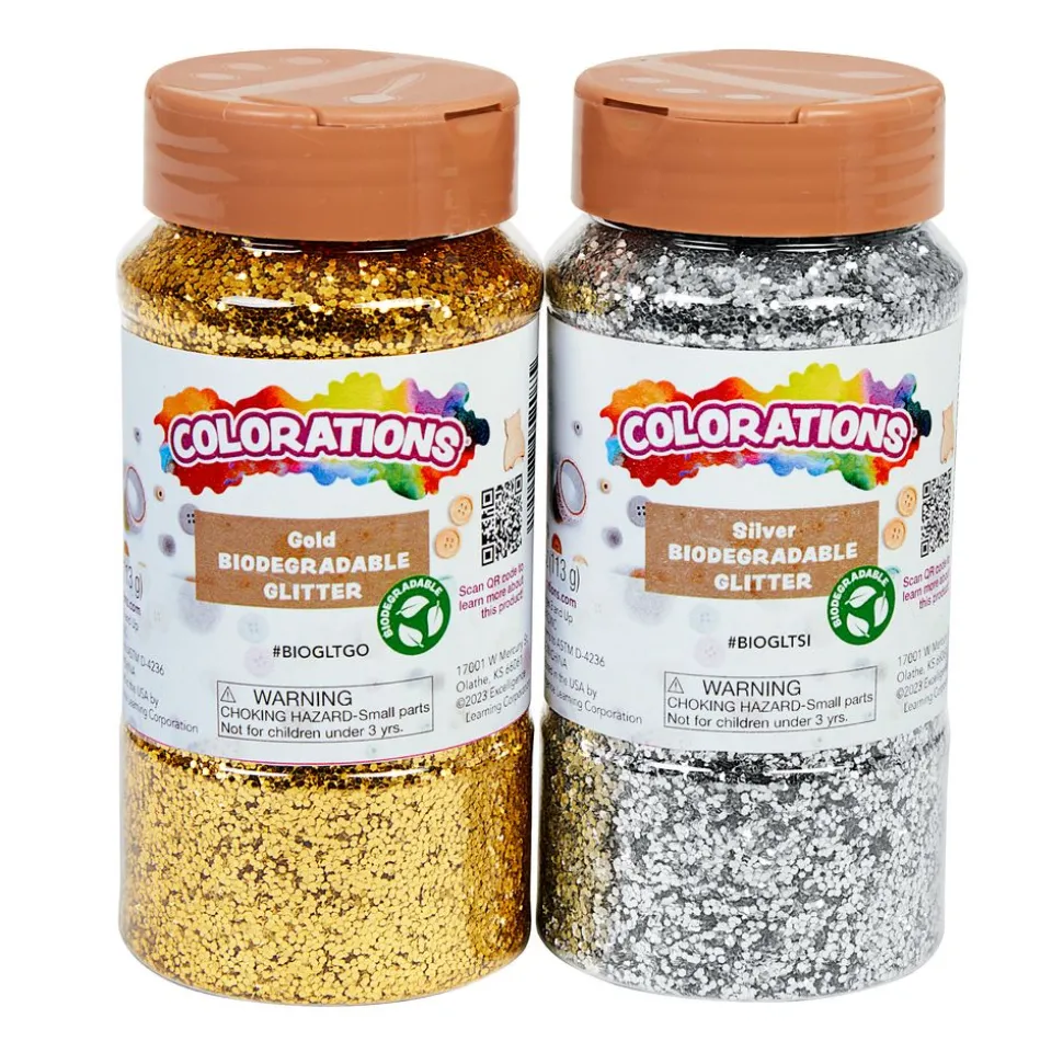 Colorations® Biodegradable Glitter - Gold & Silver each 4oz