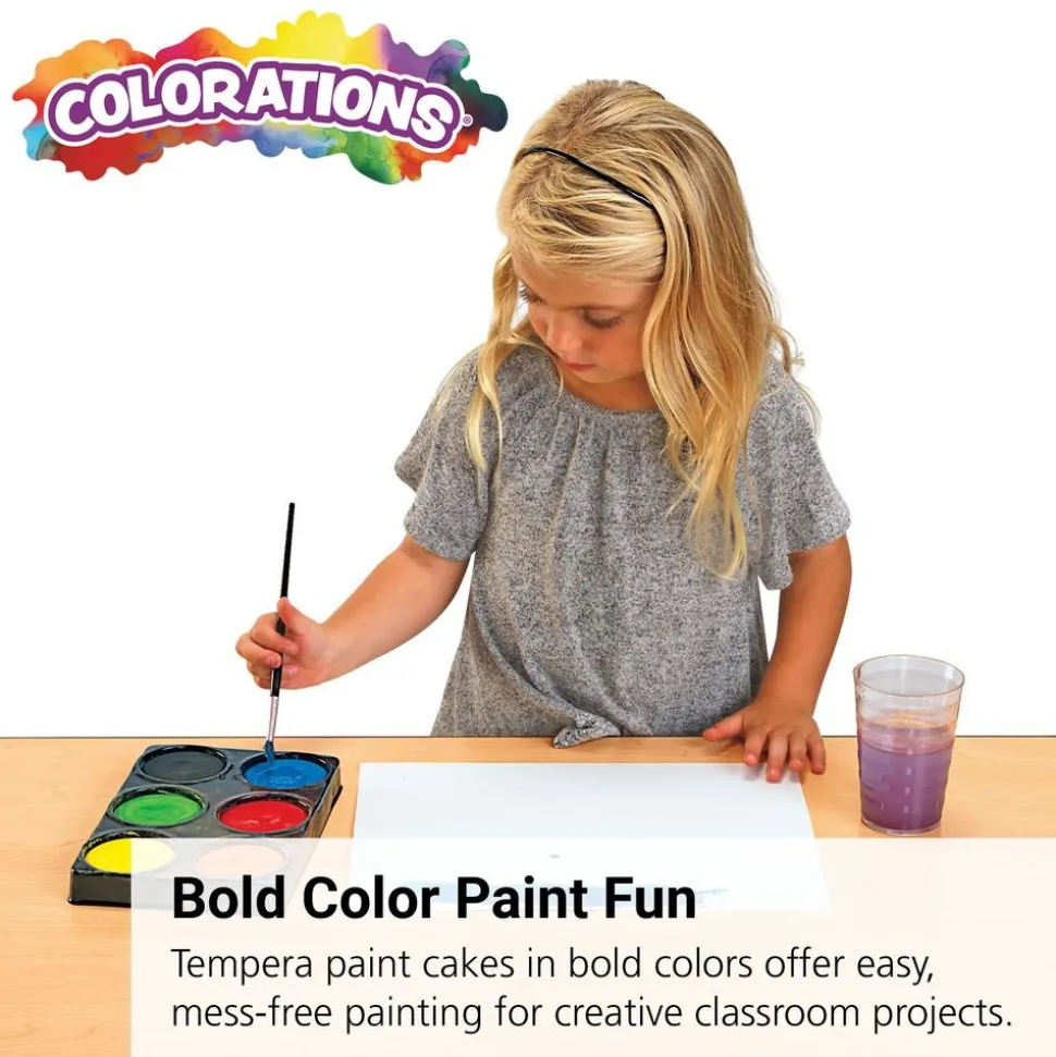 Colorations® 6 Bold Color Tempera Paint Cakes in Tray