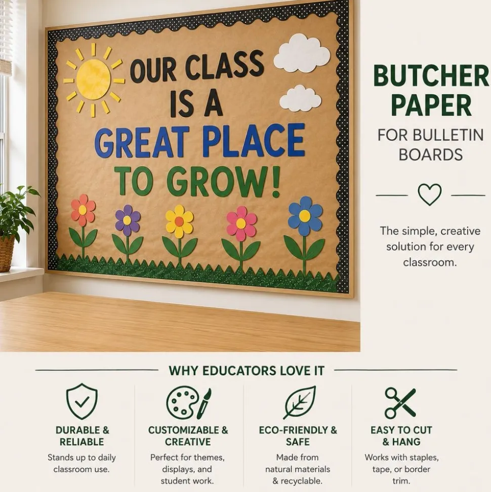 Colorations® Brown Kraft Paper Roll, 36" x 200 ft, 50 lb Heavyweight Craft Paper - Bulletin Board, Drawing, Wrapping & Art Projects