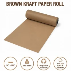 Colorations® Brown Kraft Paper Roll, 36" x 200 ft, 50 lb Heavyweight Craft Paper - Bulletin Board, Drawing, Wrapping & Art Projects