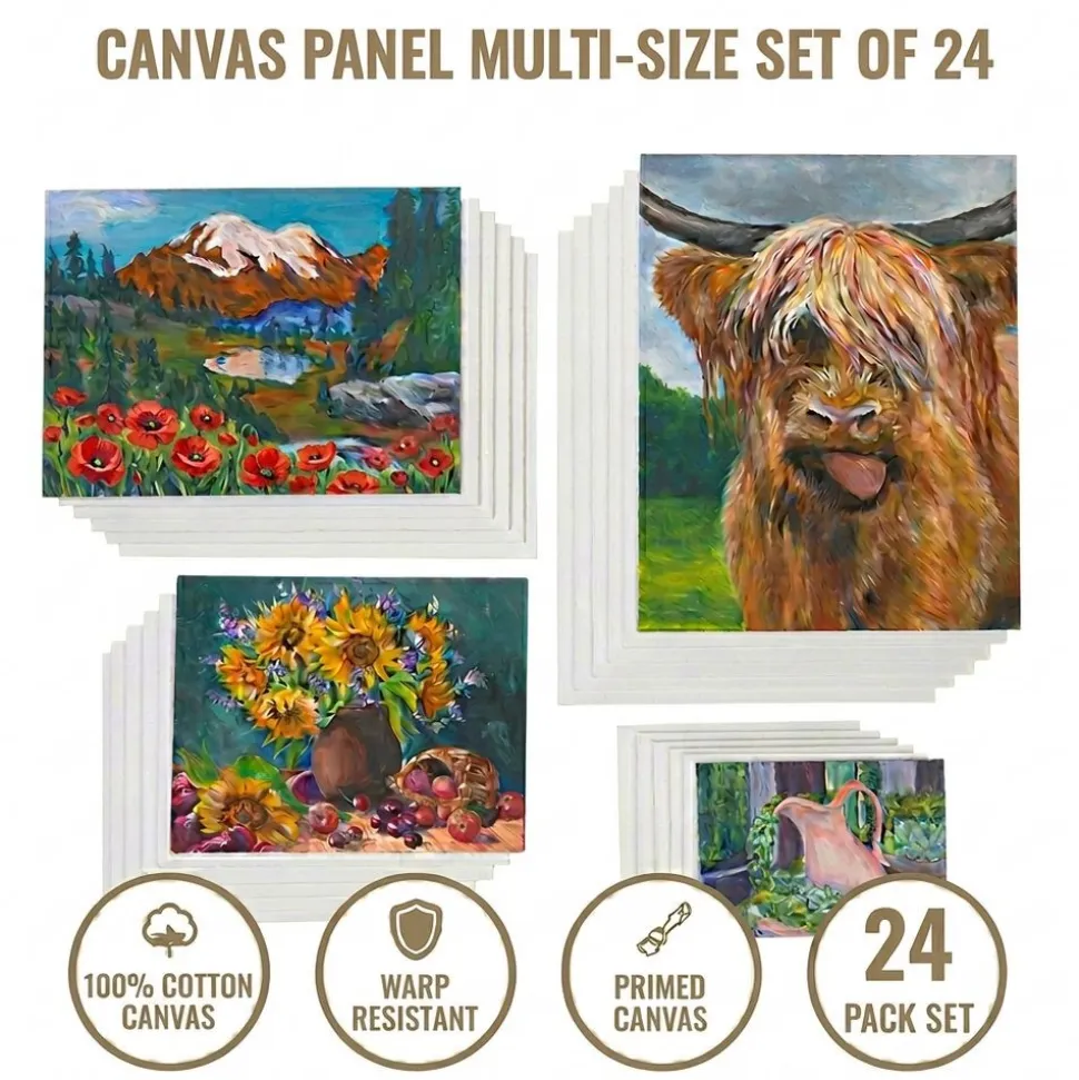 Colorations® Canvas Panel Multi-Size Pack - Set of 24