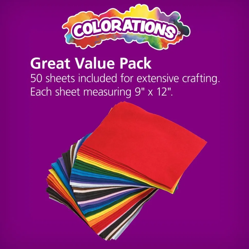 Colorations® Colored Felt, 9" x 12" - 50 Sheets