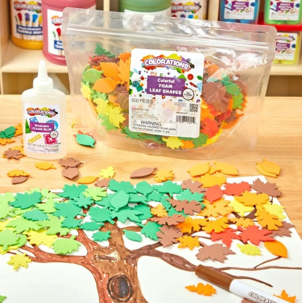 Colorations® Colorful Leaf Foam Shapes - 500 Pieces