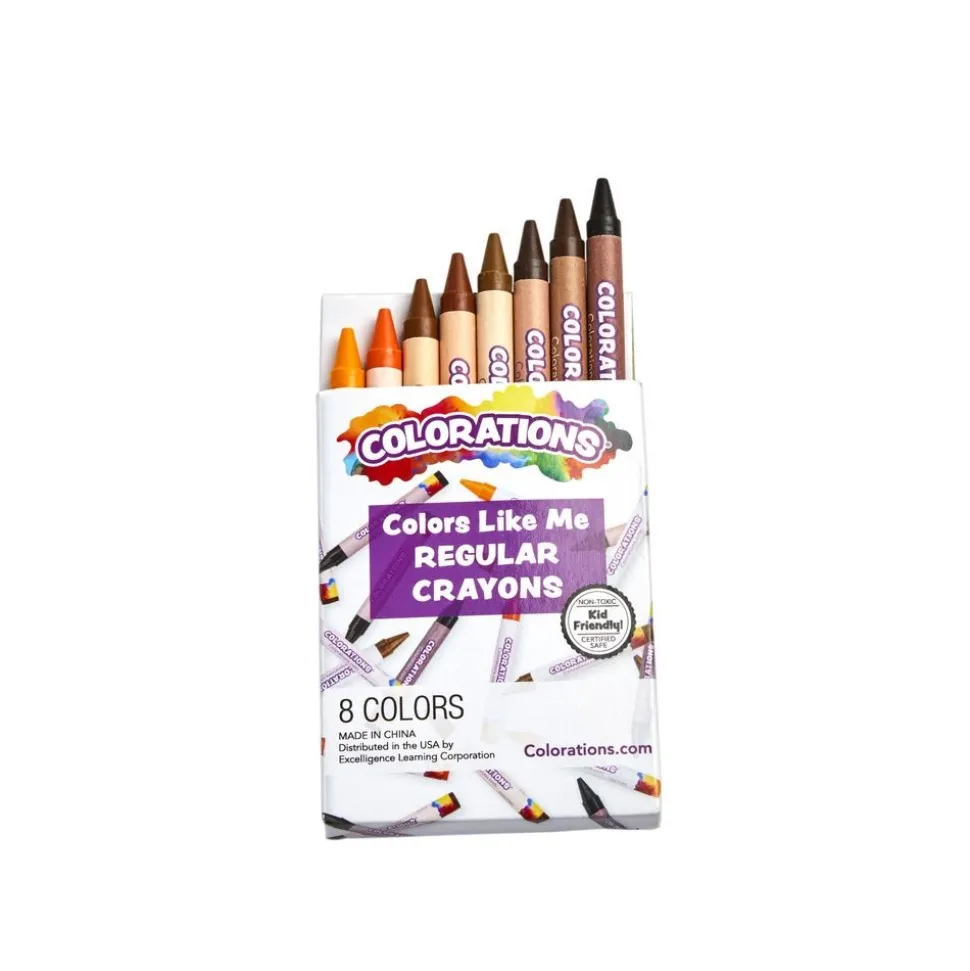 Colorations® Colors Like Me® Crayons 8 Clrs & Regular Crayons, 8 Clrs, Regular Size, 24 packs of each