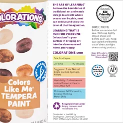 Colorations® Colors Like Me® Paraben-Free Washable Tempera Paint - Set of 8