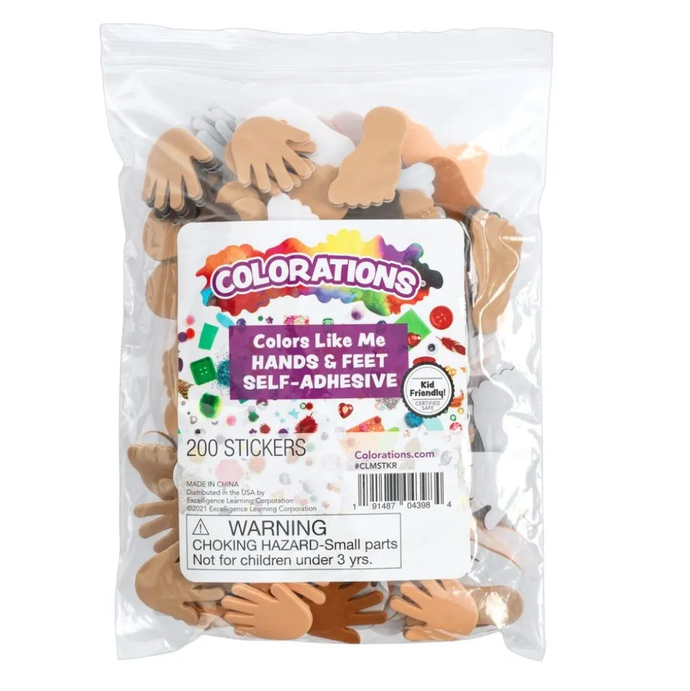 Colorations® Colors Like Me® Self Adhesive Hands & Feet Foam Stickers - 200pc