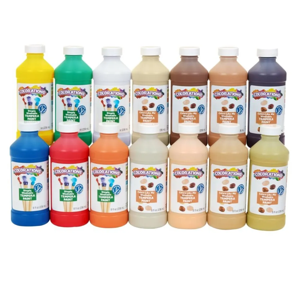 Colorations® Colors Like Me® Simply Washable Tempera 8 oz. - Set of 14