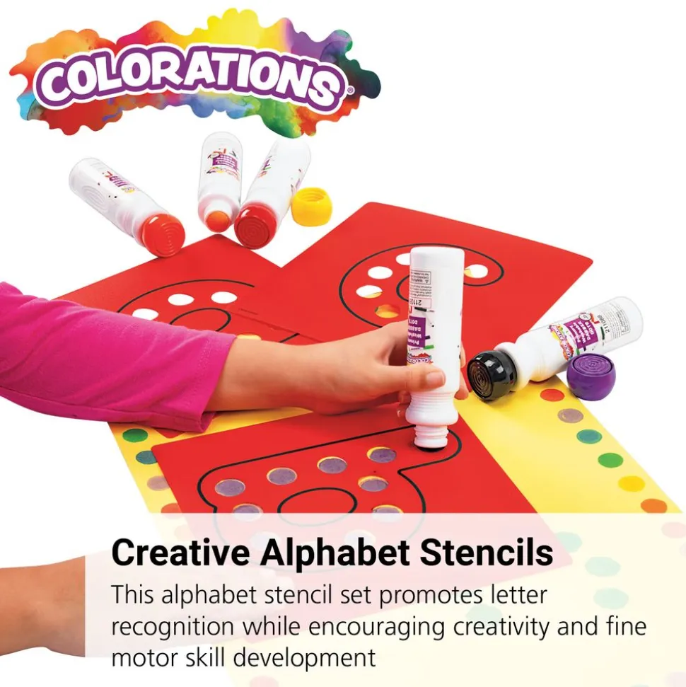 Colorations® Dabber Dot Stencil Set Lower Case Alphabet, Set of 26