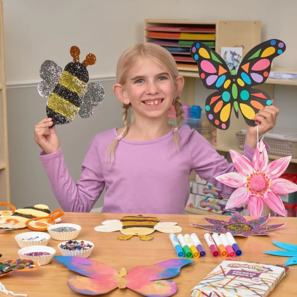 Colorations® Decorate Your Own Summer Shapes Craft Kit - Flowers, Bees & Butterflies (Set of 72)