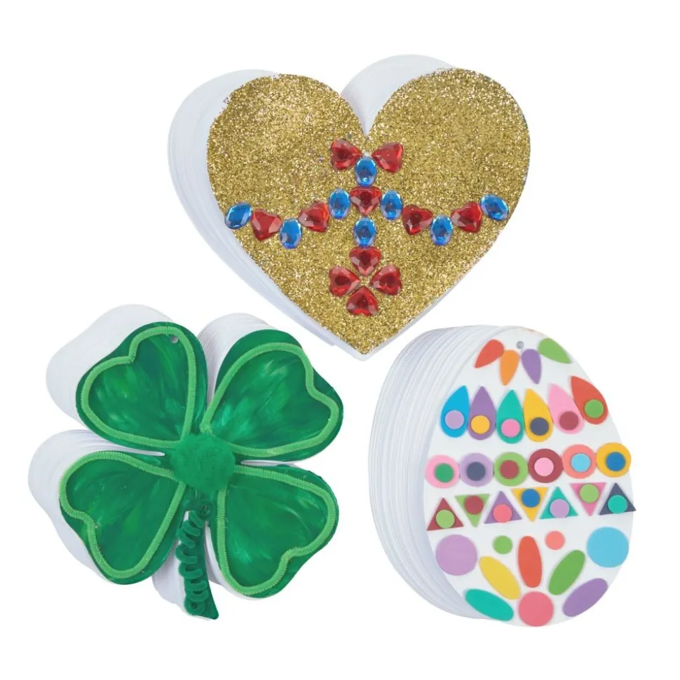 Colorations® Decorate Your Own Seasonal Paper Shapes Kit - Hearts, Shamrocks & Eggs (Set of 72)