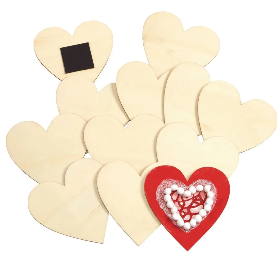 Colorations® Decorate Your Own Wood Magnetic Hearts - Set of 12