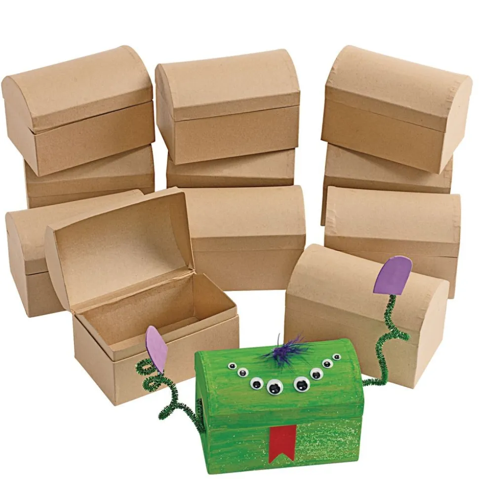 Colorations® Decorate Your Own Papier-Mache Treasure Chests - Set of 12