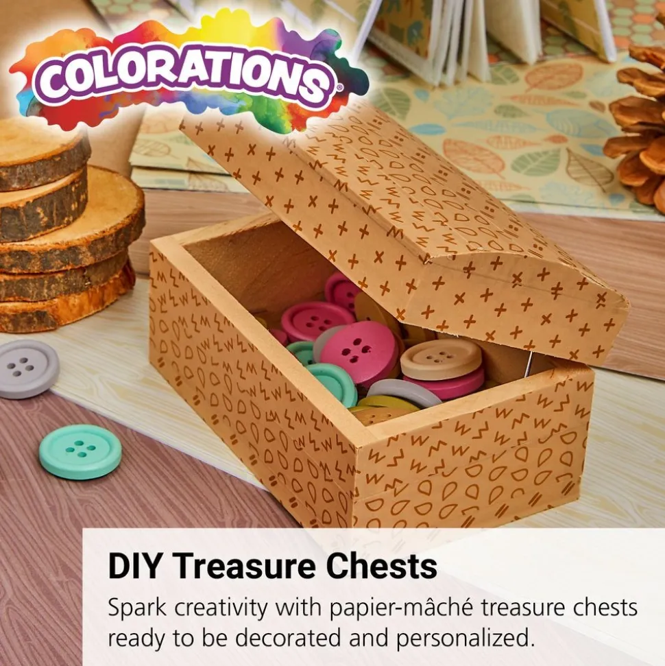 Colorations® Decorate Your Own Papier-Mache Treasure Chests - Set of 12