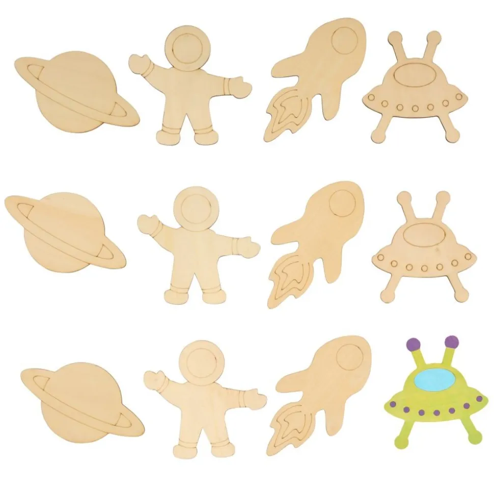 Colorations® Decorate Your Own Wooden Space Shapes - Set of 12