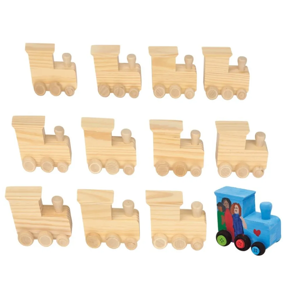 Colorations® Decorate Your Own Wooden Trains - Set of 12