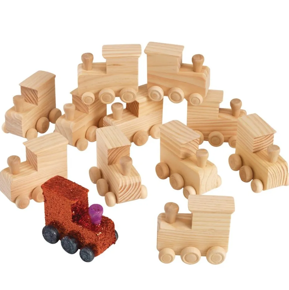 Colorations® Decorate Your Own Wooden Trains - Set of 12