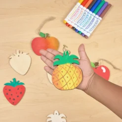 Colorations® Decorate Your Own Wooden Fruit Shape Ornaments