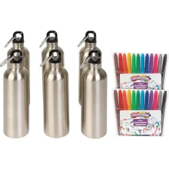 Colorations® Decorate Your Own Stainless Steel Water Bottles & Color Permanent Markers Set