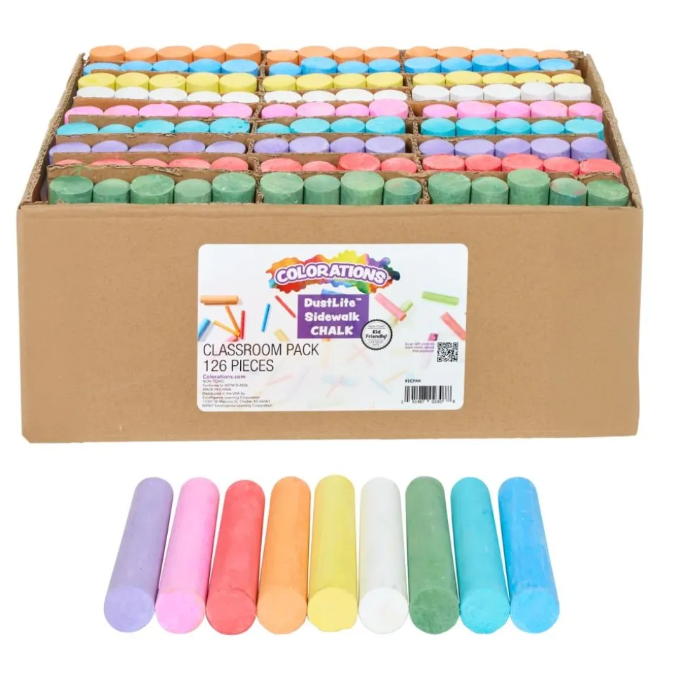 Colorations® DustLite™ Washable Sidewalk Chalk - Classroom Value Pack 126 pieces
