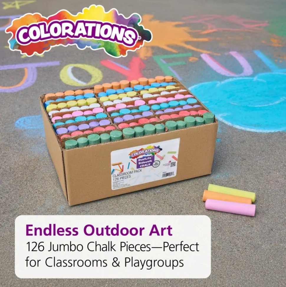 Colorations® DustLite™ Washable Sidewalk Chalk - Classroom Value Pack 126 pieces