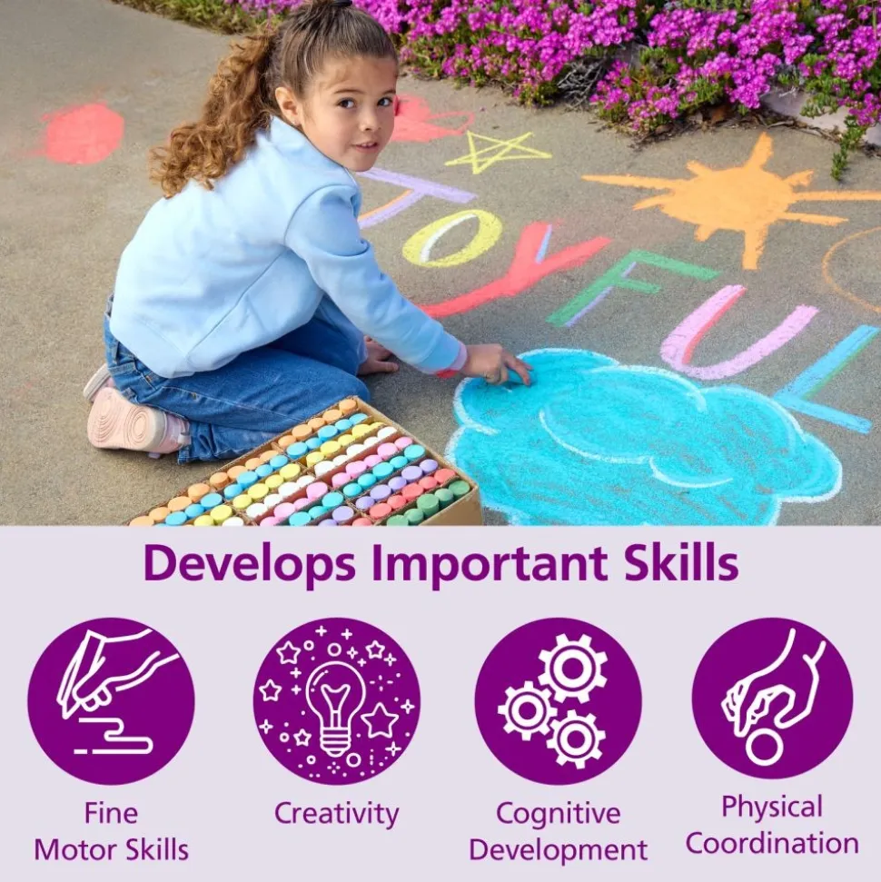 Colorations® DustLite™ Washable Sidewalk Chalk - Classroom Value Pack 126 pieces