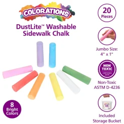 Colorations® DustLite™ Washable Sidewalk Chalk - 20 Pieces