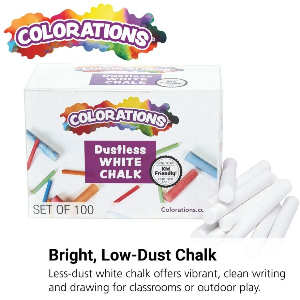 Colorations® DustLite™ White Less Dust Chalk - 100 Pieces
