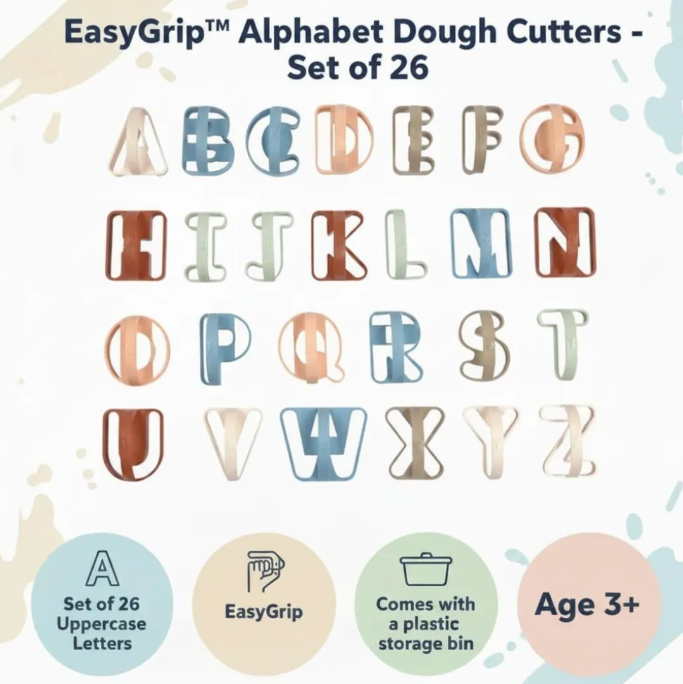 Colorations® EasyGrip™ Alphabet Dough Cutters - Set of 26